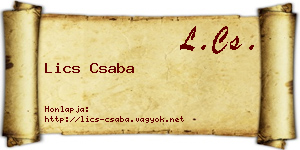 Lics Csaba névjegykártya